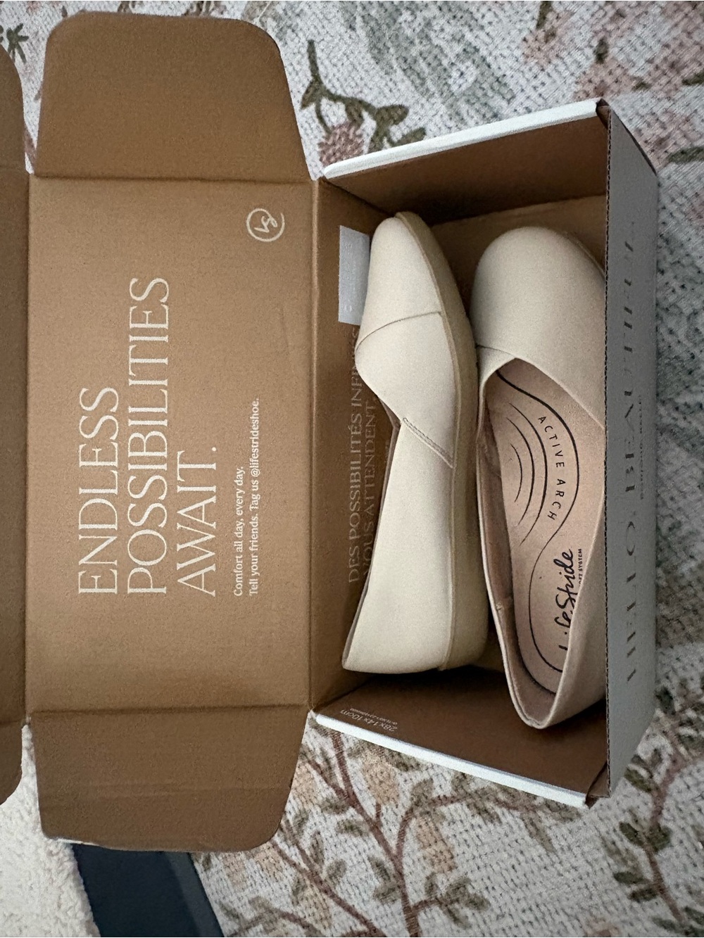 Life Stride Women's Cream Ballet Flats - Slip-On Comfort